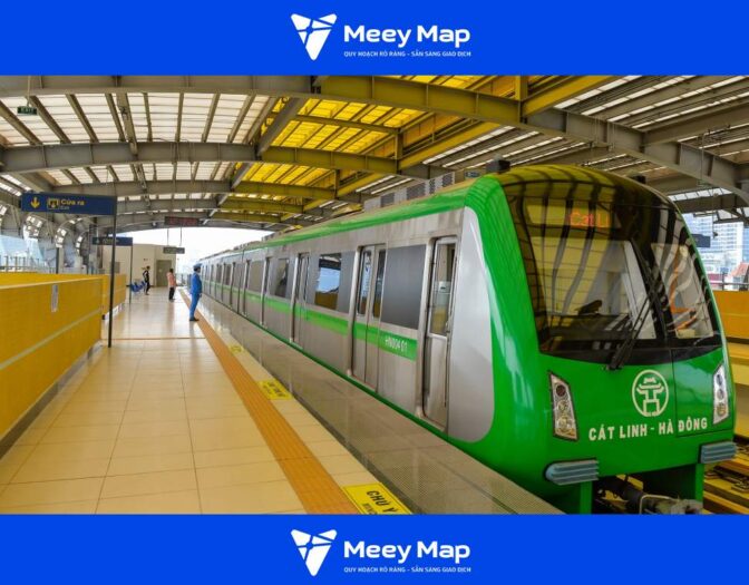 Tuyến metro Cát Linh Hà Đông nhìn từ trên cao hiện đại