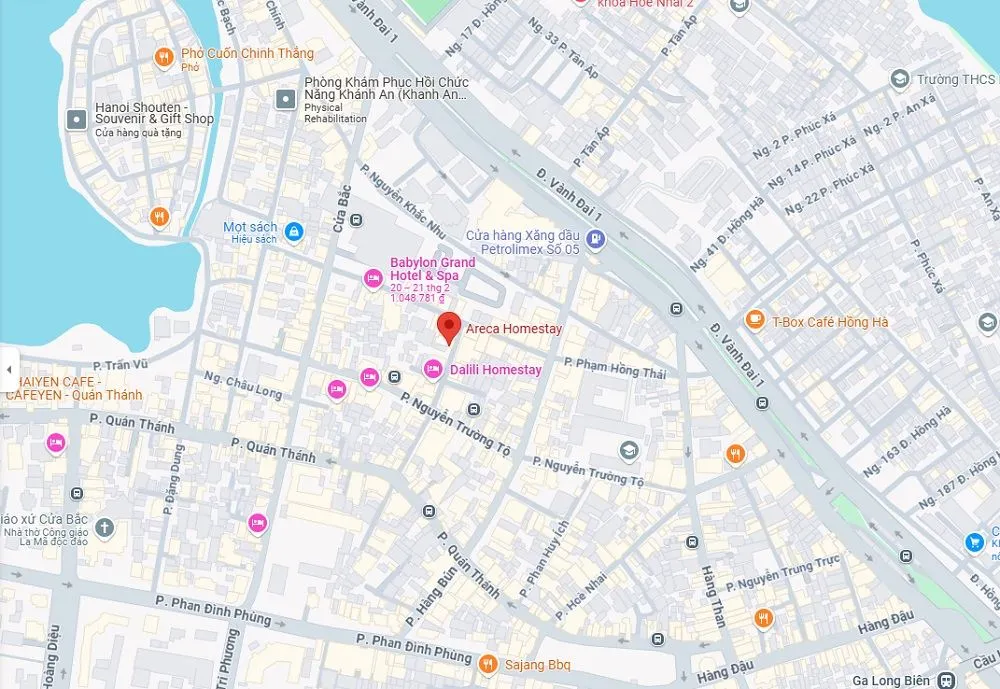 Areca Luxury Homestay & Spa Ba Đình nằm ở mặt đường Yên Ninh, tầng 1 của homestay là Spa thư giãn, một địa điểm cao cấp gần Ngõ 92 Đào Tấn, Cống Vị, Ba Đình, Hà Nội