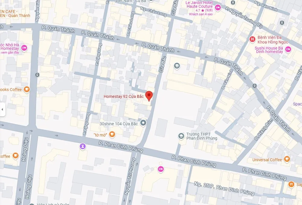 Homestay 92 nằm giữa con phố Cửa Bắc, trung tâm của quận Ba Đình, một lựa chọn tuyệt vời cho du khách đến gần Ngõ 92 Đào Tấn, Cống Vị, Hà Nội