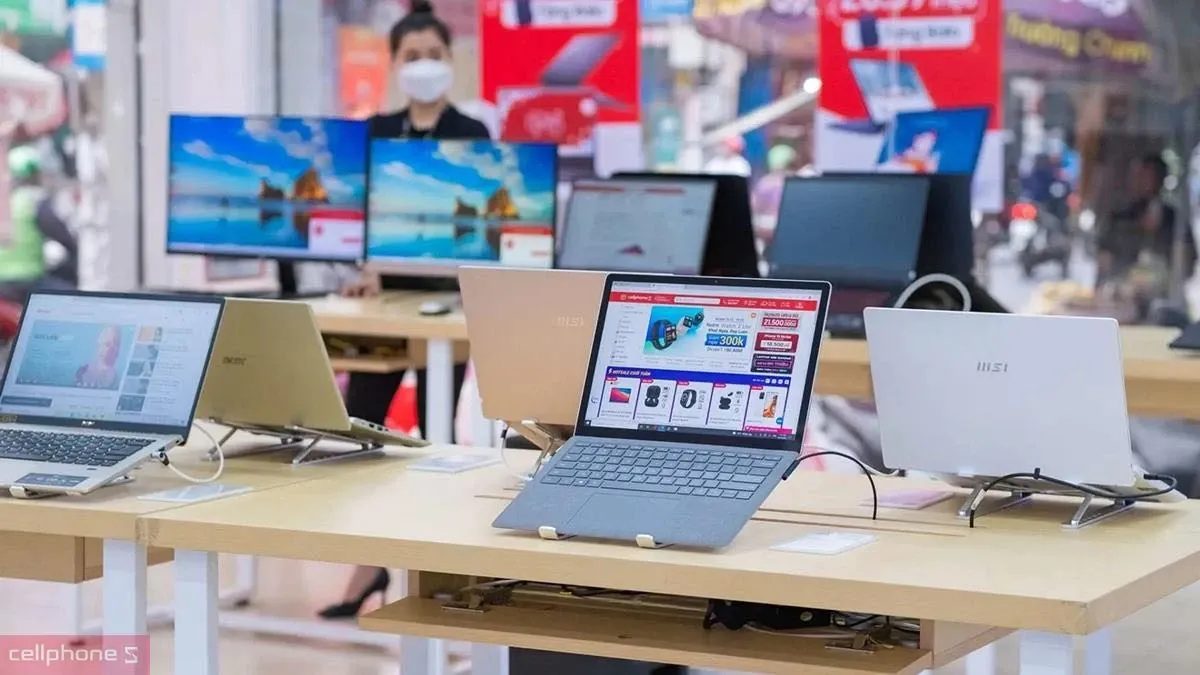 Laptop đa dạng mẫu mã và thương hiệu tại CellphoneS An Giang, đáp ứng mọi nhu cầu từ học tập đến công việc chuyên nghiệp.