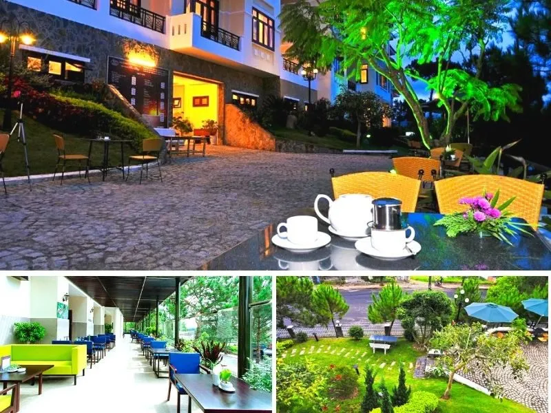 Quán cafe sân vườn Rose lãng mạn tại Khách Sạn Kỳ Hòa Đà Lạt